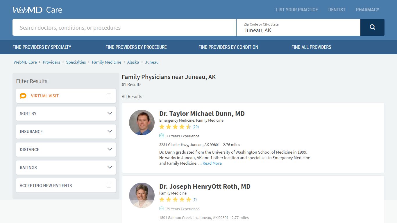 Family Physicians near Juneau, AK | WebMD Physician Directory